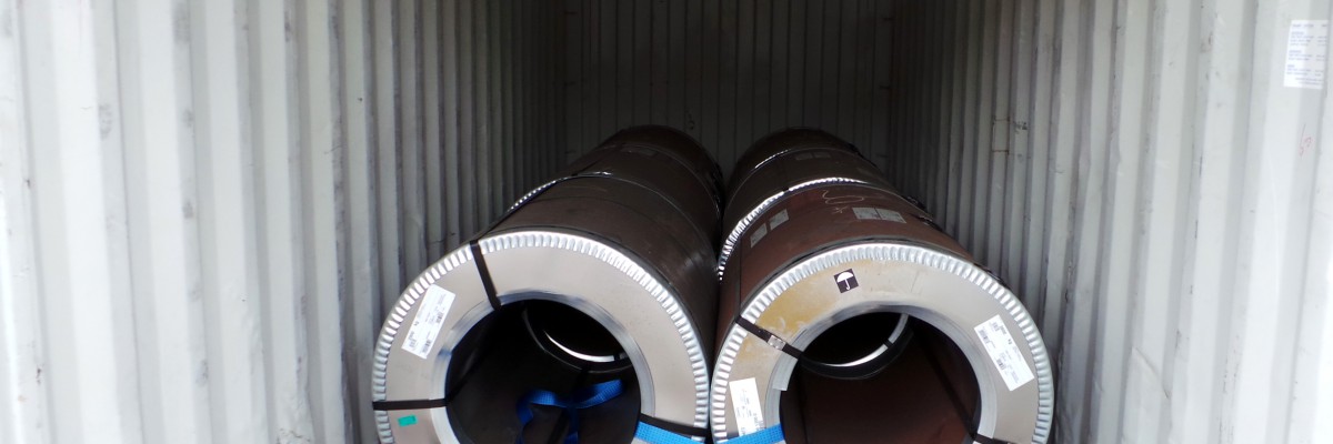 steel coils stuffed in containers